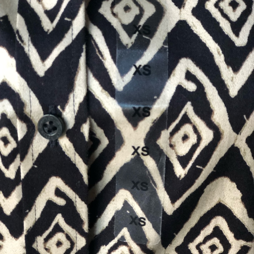 Lauren Ralph Lauren Black Tan Geometric Print Button-Up Shirt Blouse NWT Size XS - Picture 6 of 8